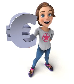 Fun 3D illustration of a cartoon teenage girl