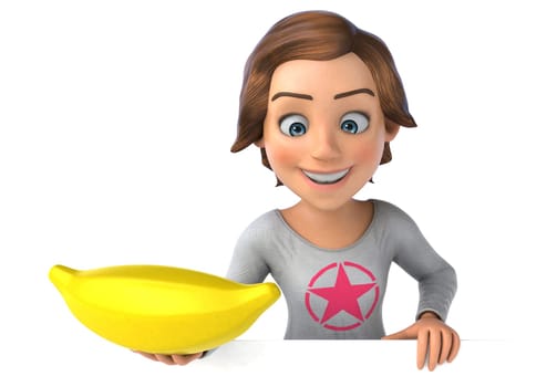 Fun 3D illustration of a cartoon teenage girl