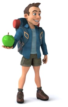 Fun illustration of a 3D cartoon backpacker