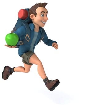 Fun illustration of a 3D cartoon backpacker