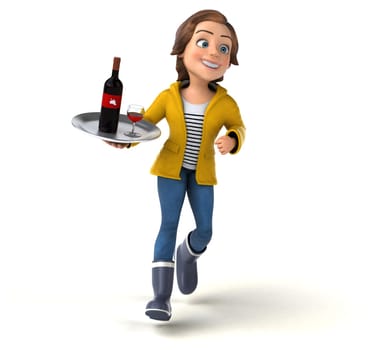 Fun 3D illustration of a cartoon teenage girl