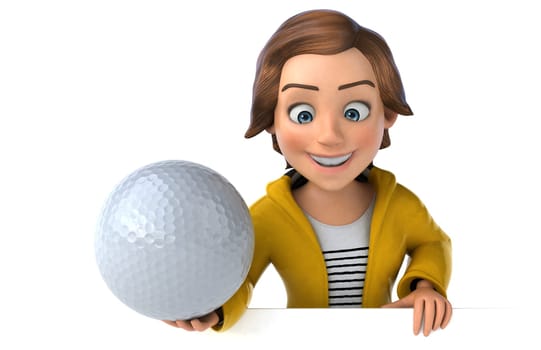 Fun 3D illustration of a cartoon teenage girl