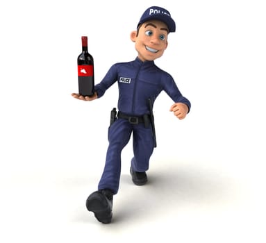 Fun 3D illustration of a cartoon Police Officer