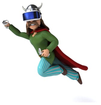 Fun 3D Illustration of a gaul with a VR Helmet