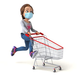 Fun 3D illustration of a cartoon teenage girl