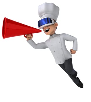 Fun 3D Illustration of a chef with a VR Helmet