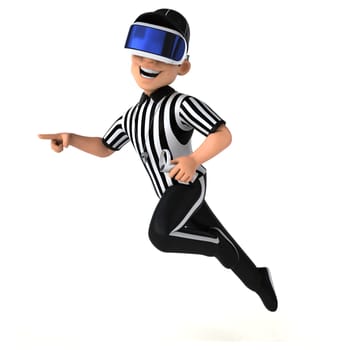 Fun 3D Illustration of a referee with a VR Helmet