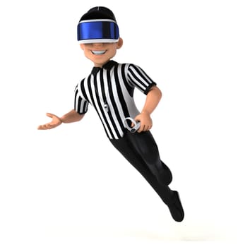 Fun 3D Illustration of a referee with a VR Helmet