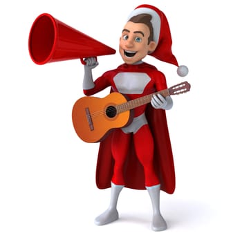 Fun 3D illustration of a fun super santa claus