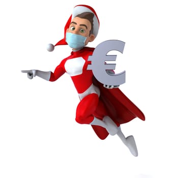 Fun 3D illustration of a cartoon Santa Claus with a mask
