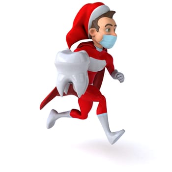Fun 3D illustration of a cartoon Santa Claus with a mask