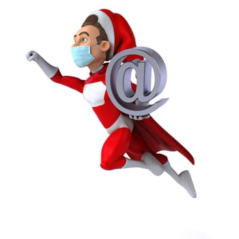 Fun 3D illustration of a cartoon Santa Claus with a mask