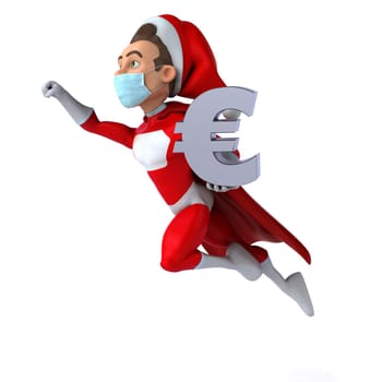 Fun 3D illustration of a cartoon Santa Claus with a mask