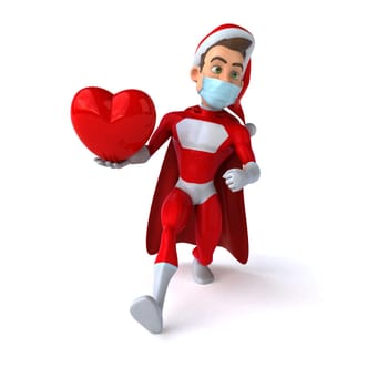 Fun 3D illustration of a cartoon Santa Claus with a mask