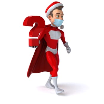 Fun 3D illustration of a cartoon Santa Claus with a mask