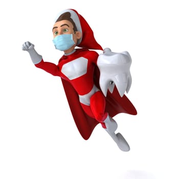 Fun 3D illustration of a cartoon Santa Claus with a mask