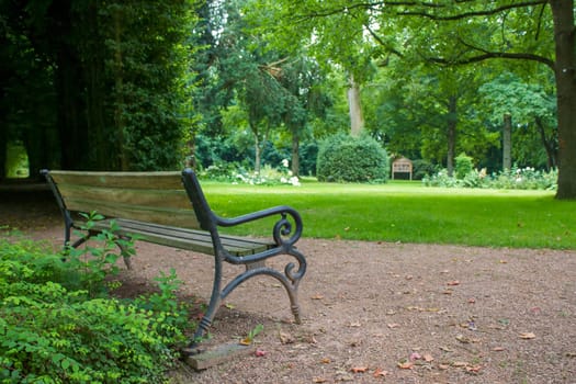 bench in a summer park in Issum, Germany