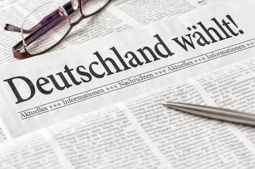 Newspaper with the headline Germany votes in german - Deutschland wählt