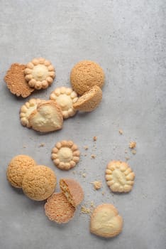 Tasty homemade sugar cookies of all shapes and sizes. Holidays, celebration and cooking concept