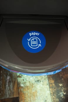 Waste stackable bin of paper. Separating household waste concept