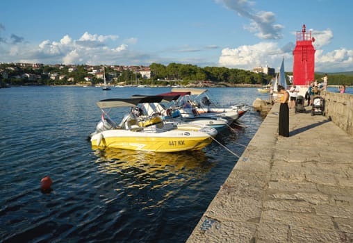 Boat rental in the port of Krk on the Adriatic Sea in Croatia