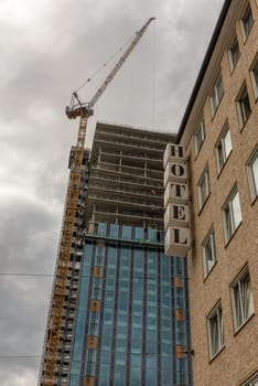 Construction site of the new skyscraper The Spin, Frankfurt am Main, Germany