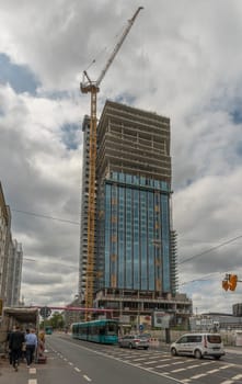 Construction site of the new skyscraper The Spin, Frankfurt am Main, Germany