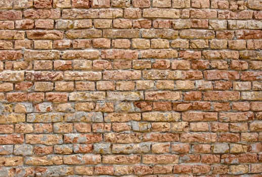 The Old brick wall with white paint background texture close up