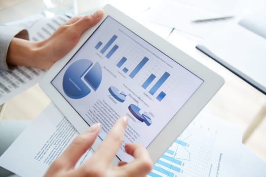 Information upon business activity in electronic document and female hand over it