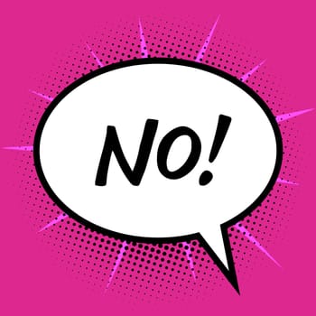No inscription negation symbol sign text. The text in the bubble with retro pop art effect