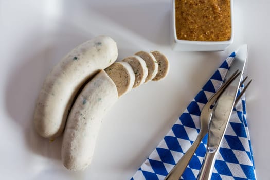 White sausage and pretzels