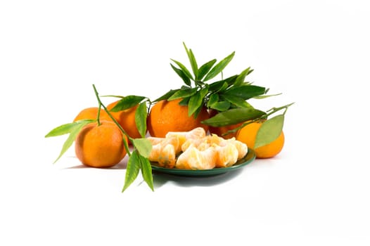 isolation image decomposition tangerines with one lemon