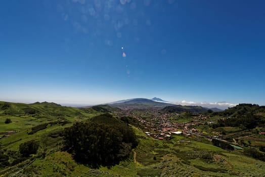 View to La Laguna in Tenerife,in the background of El Teide