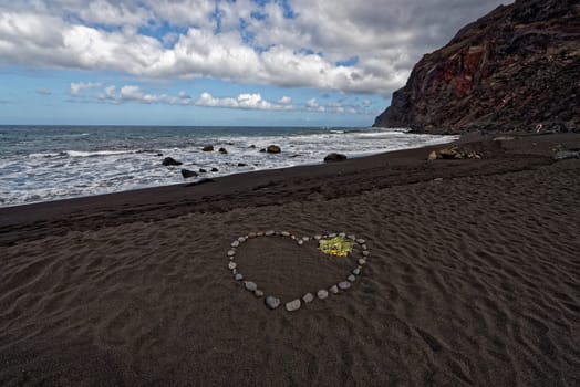 Heart on the beach or stone heart