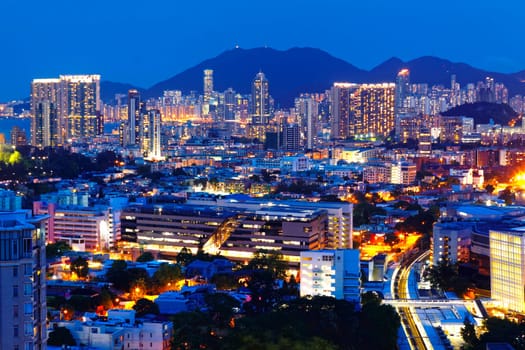 hong kong urban city at night