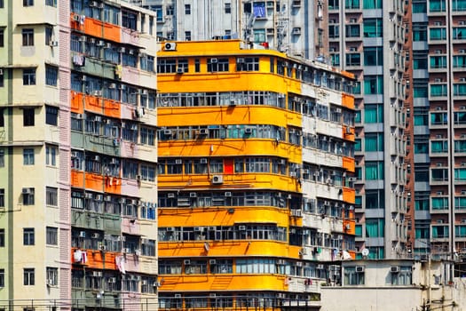 Old apartment buildings in hong kong