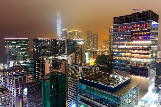 Hong Kong night, Tsim Sha Tsui urban building zone