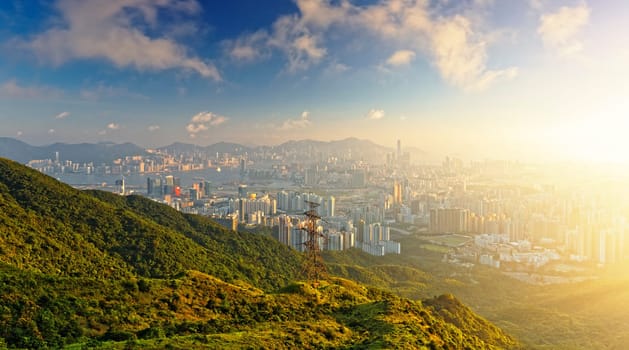 hong kong sunrise on mountain