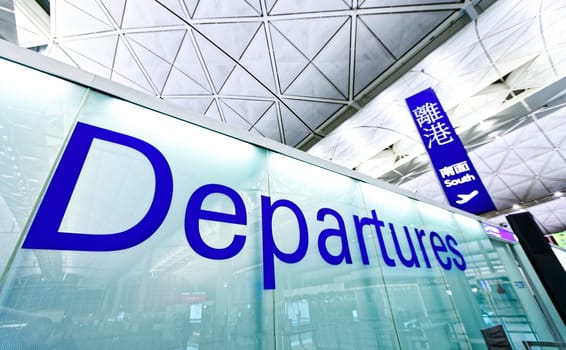 Airport Departure and Arrival sign at hong kong