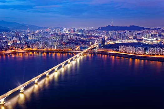 Seoul Tower and Downtown skyline at night, South Korea