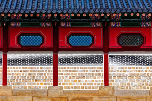 Chinese-style brick wall close up