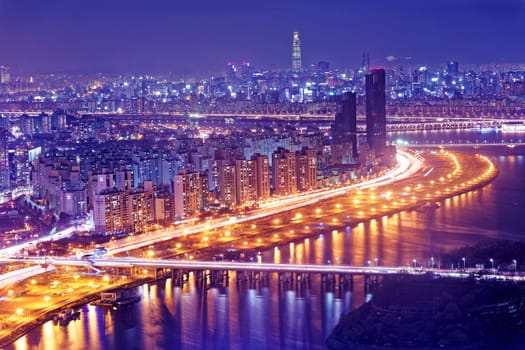Seoul Tower and Downtown skyline at night, South Korea