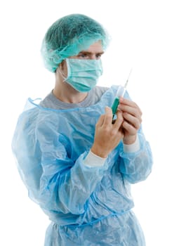 young male doctor, isolated on white background