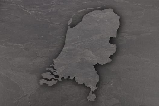Map of Netherlands on dark slate