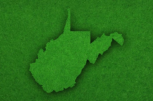 Map of West Virginia on green felt