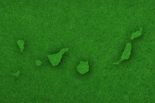 Map of Canary Islands on green felt