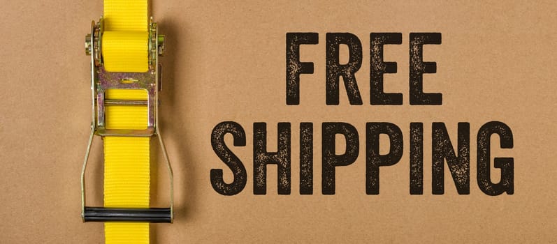 A brown package labeled with Free Shipping