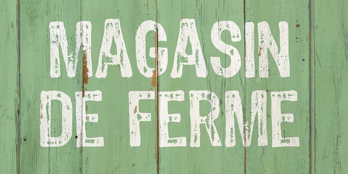 Wooden retro sign - Farm shop in french - Magasin de ferme