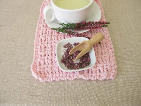 Herbal tea from dried heather flowers