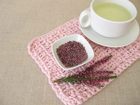 Herbal tea from dried heather flowers
